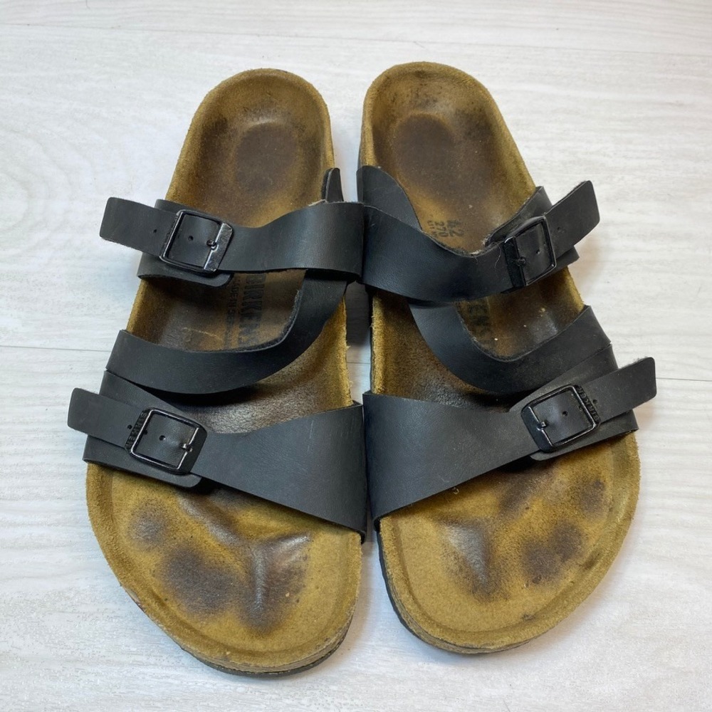 Birkenstock Womens 42 Salina Slide Sandals Black Birko-Flor Cork Footbed Comfort